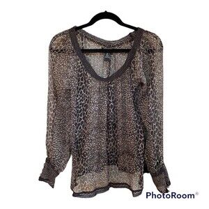 Lucky brand share brown longsleeve top animal print Sz. XS